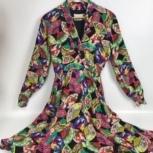 Dana Buchman Dress Japanese fan 100% Silk size